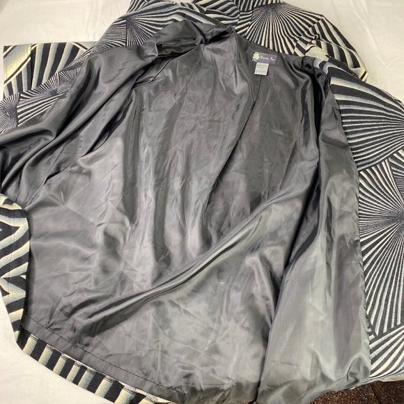 Damee Inc Art geometric striped Lined Mesh Wire Collar Swing Jacket size Medium - Picture 4 of 11